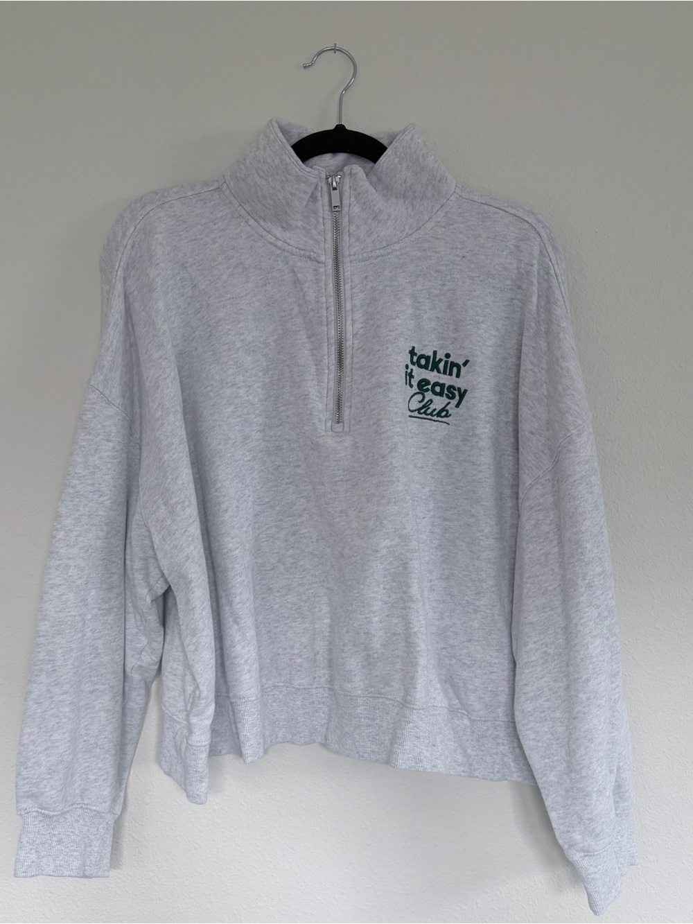 Old Navy Light Gray Half-Zip Sweatshirt
